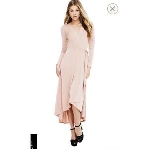 ASTR the Label slinky knit wrap dress Champagne Shimmer Size Med Fairy Glam